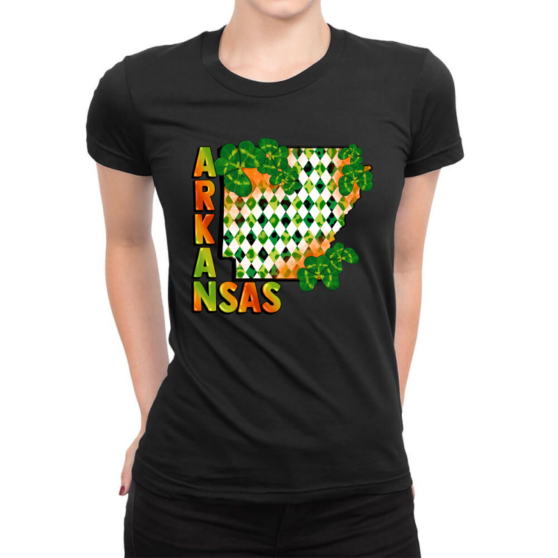 Arkansas Map St Patricks Day Ladies Fitted T-Shirt by FaDigitalArtStudio | Artistshot