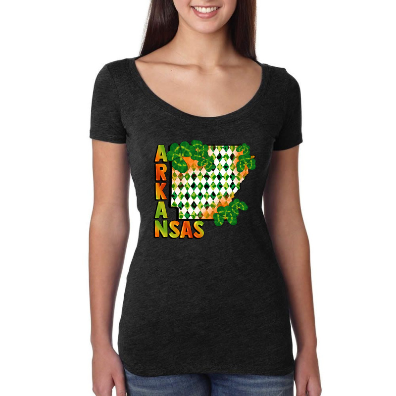 Arkansas Map St Patricks Day Women's Triblend Scoop T-shirt by FaDigitalArtStudio | Artistshot