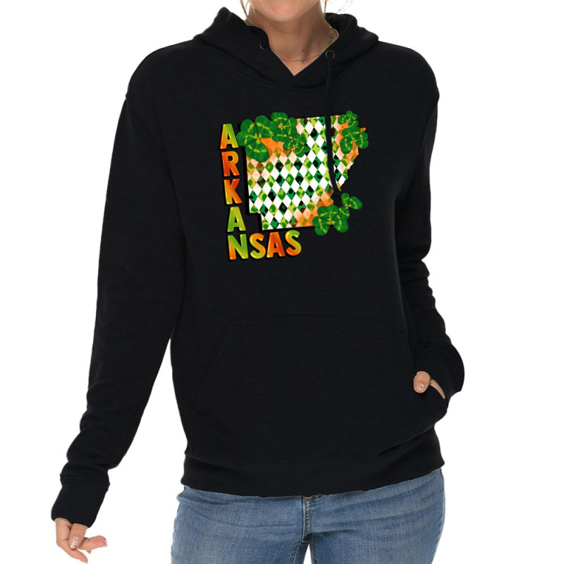 Arkansas Map St Patricks Day Lightweight Hoodie by FaDigitalArtStudio | Artistshot