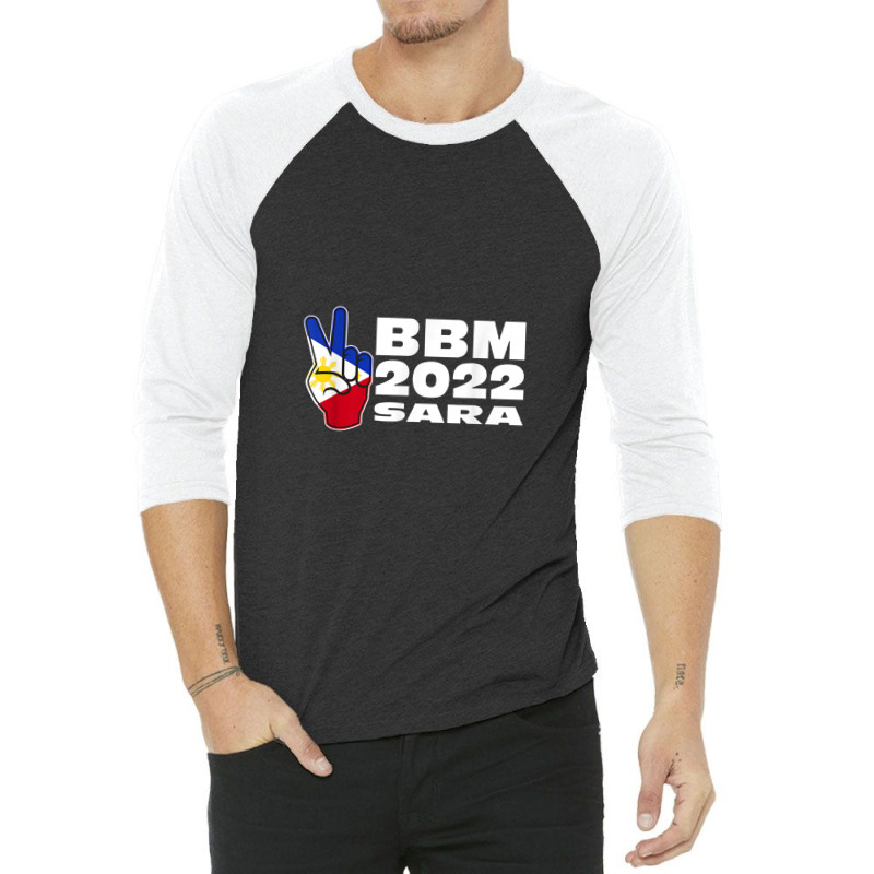 Bbm 2022 Bongbong Marcos Sara Philippines Flag Red 3/4 Sleeve Shirt by artevrie | Artistshot