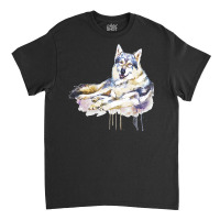 Sitting Wolf Painting T  Shirt Smiling Wolf T  Shirt Classic T-shirt | Artistshot