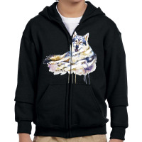 Sitting Wolf Painting T  Shirt Smiling Wolf T  Shirt Youth Zipper Hoodie | Artistshot