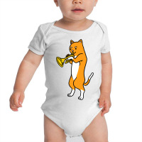 Cat Playing Trumpet For Cat Lover Baby Bodysuit | Artistshot