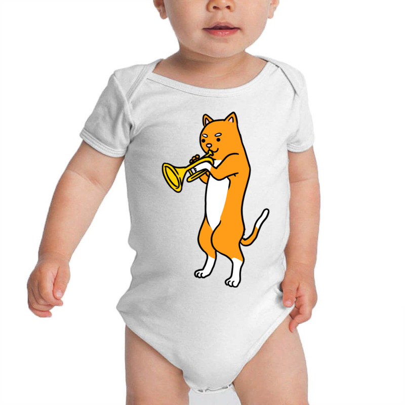 Cat Playing Trumpet For Cat Lover Baby Bodysuit | Artistshot