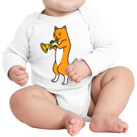 Cat Playing Trumpet For Cat Lover Long Sleeve Baby Bodysuit | Artistshot