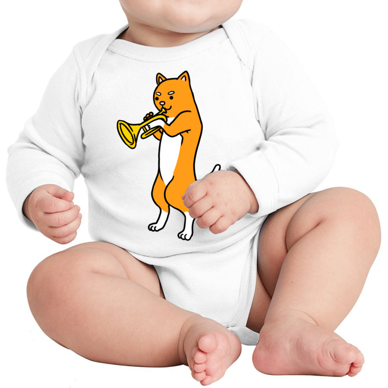 Cat Playing Trumpet For Cat Lover Long Sleeve Baby Bodysuit | Artistshot