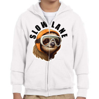 Sloth Wearing Ski Goggles - Slow Lane Youth Zipper Hoodie | Artistshot