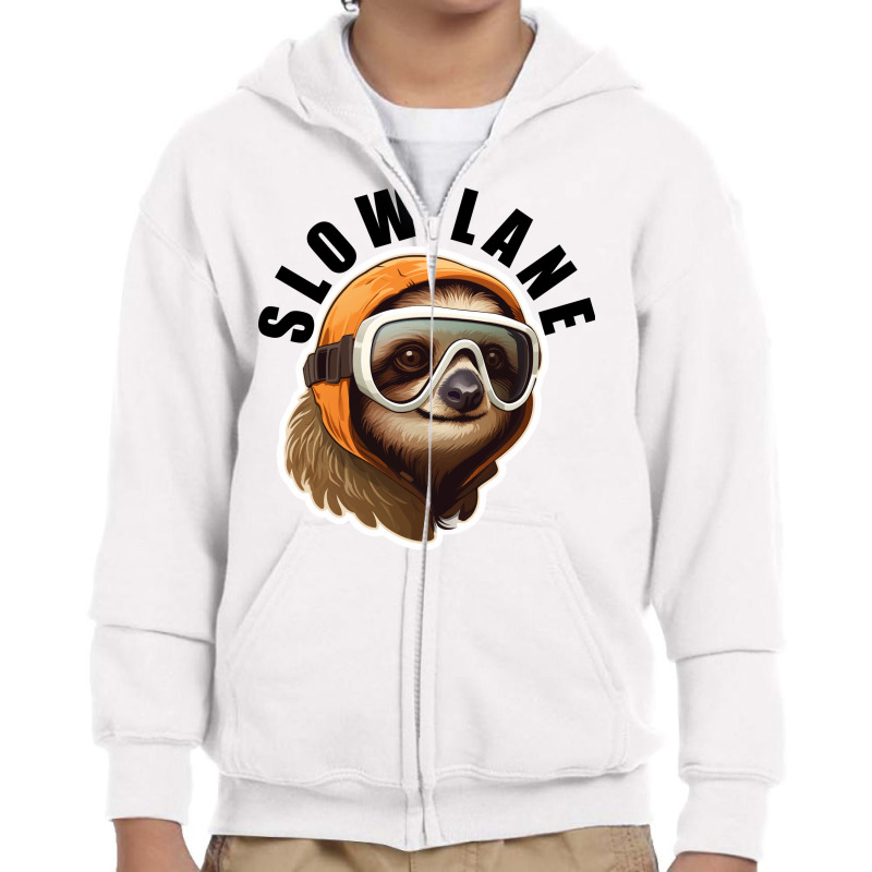 Sloth Wearing Ski Goggles - Slow Lane Youth Zipper Hoodie by velvetroom | Artistshot