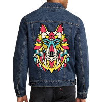 Native American Wolf Head For Tribal Art Lover Men Denim Jacket | Artistshot