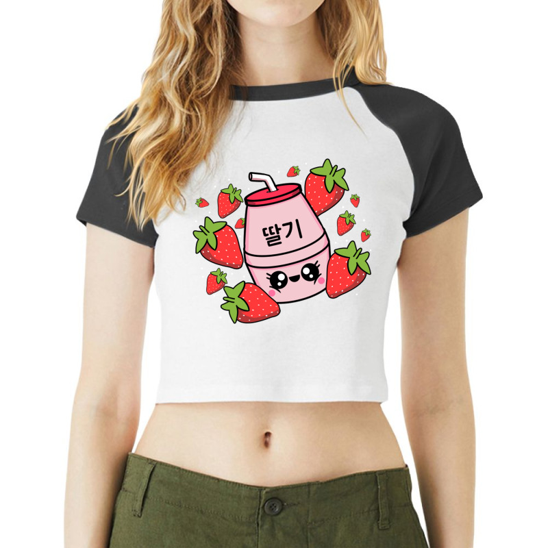 Kawaii Japanese Strawberry Milk For Kawaii Art Lov Raglan Crop Top by queerappear | Artistshot