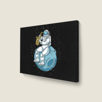 Astronaut Playing Saxophone For Saxophone Lover Landscape Canvas Print | Artistshot