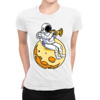 Astronaut Playing Trumpet For Trumpet Player Ladies Fitted T-shirt | Artistshot