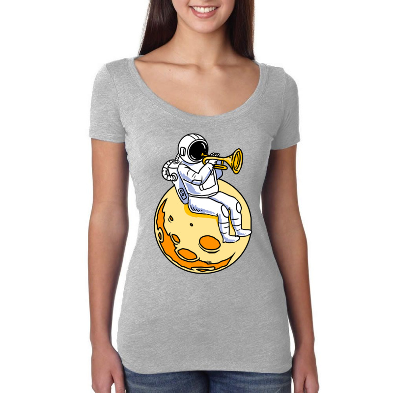 Astronaut Playing Trumpet For Trumpet Player Women's Triblend Scoop T-shirt by queerappear | Artistshot