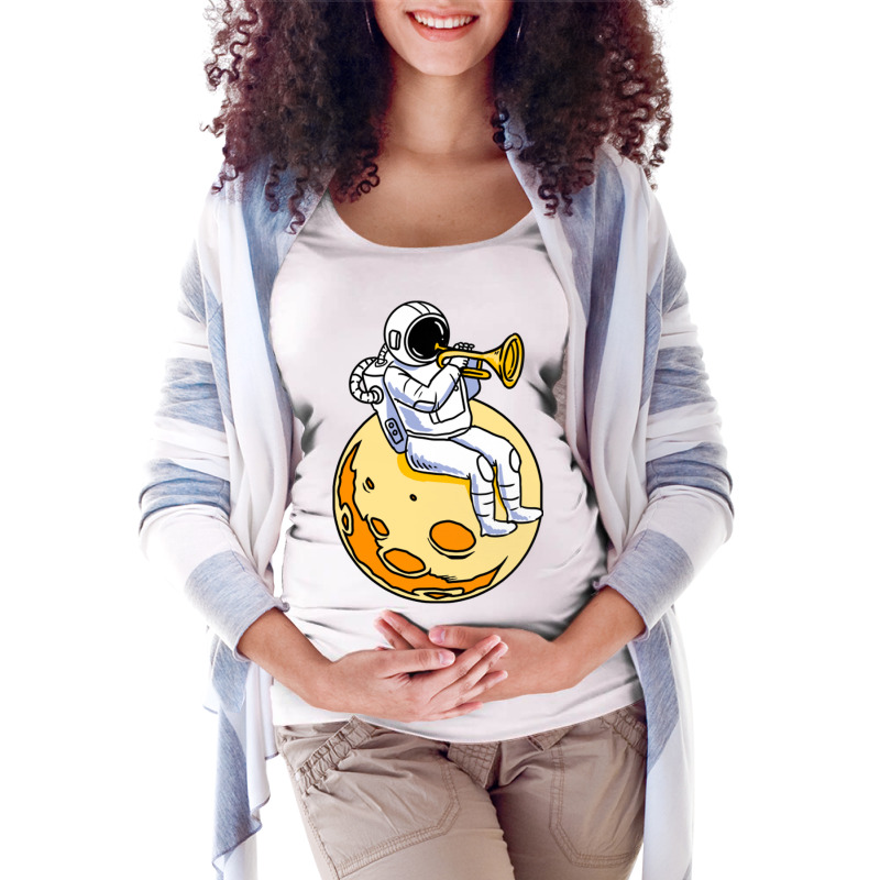 Astronaut Playing Trumpet For Trumpet Player Maternity Scoop Neck T-shirt by queerappear | Artistshot