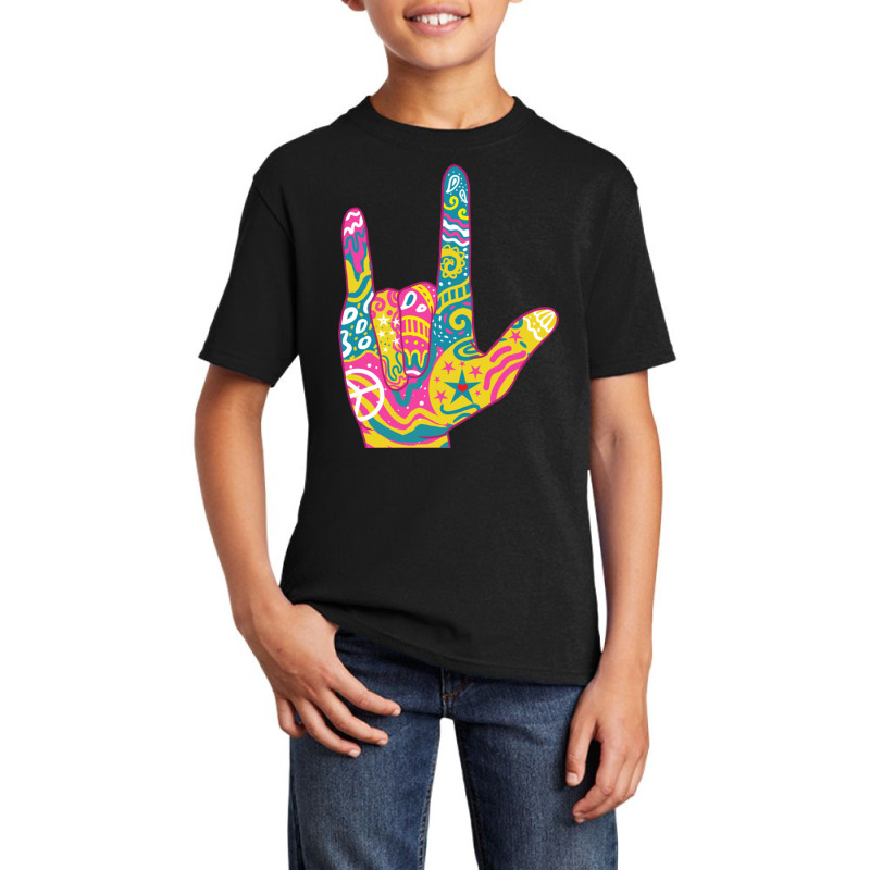 American Sign Language I Love You For Deaf Awarene Basic Youth T-shirt by queerappear | Artistshot