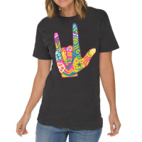 American Sign Language I Love You For Deaf Awarene Vintage T-shirt | Artistshot