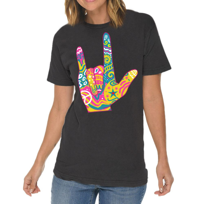 American Sign Language I Love You For Deaf Awarene Vintage T-Shirt by queerappear | Artistshot