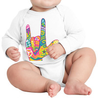 American Sign Language I Love You For Deaf Awarene Long Sleeve Baby Bodysuit | Artistshot