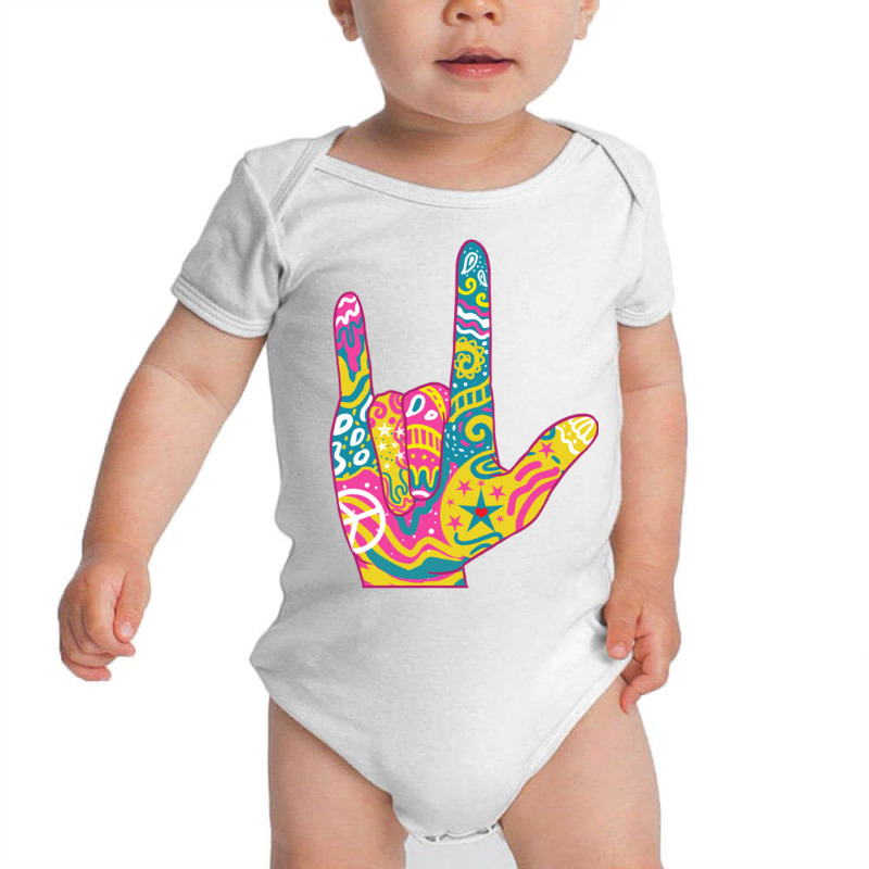 American Sign Language I Love You For Deaf Awarene Baby Bodysuit by queerappear | Artistshot