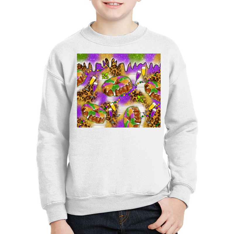 Mardi Gras With King Cake Youth Sweatshirt | Artistshot