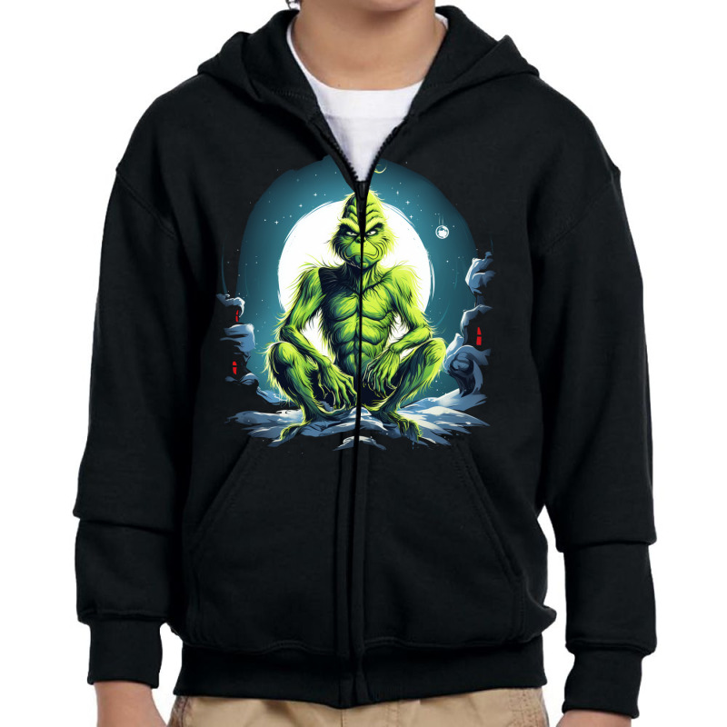 Grinch Youth Zipper Hoodie by Unal Design | Artistshot