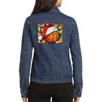 Basketball Christmas Ladies Denim Jacket | Artistshot