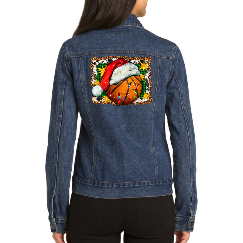 Basketball Christmas Ladies Denim Jacket by FaDigitalArtStudio | Artistshot