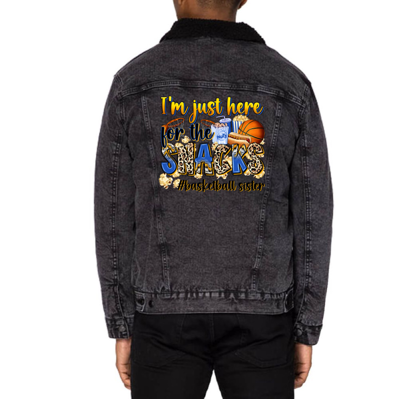 Im Just Here For The Snacks Basketball Sister Unisex Sherpa-lined Denim Jacket | Artistshot