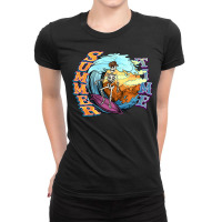 Summer Time Skeleton Surfing Ladies Fitted T-shirt | Artistshot