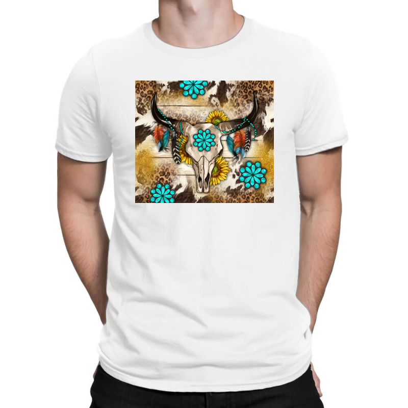 Cowhide Leopard Bull Skull Gemstone T-shirt | Artistshot