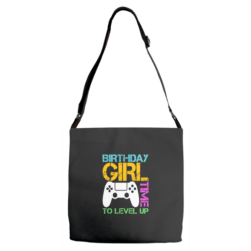 Birthday Girl Time To Level Up Funny Retro Video Gamer T-shirt Adjustable Strap Totes | Artistshot