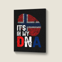 It's In My Dna Norway Flag Fingerprint Patriotic Premium Portrait Canvas Print | Artistshot