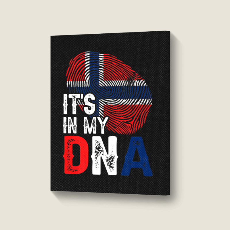 It's In My Dna Norway Flag Fingerprint Patriotic Premium Portrait Canvas Print by Tiktify | Artistshot