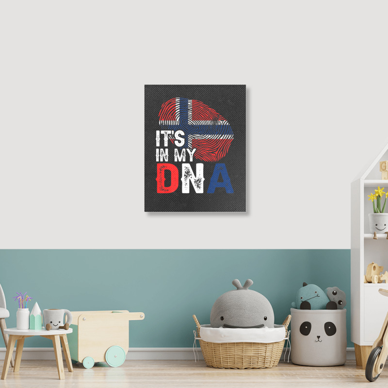 It's In My Dna Norway Flag Fingerprint Patriotic Premium Portrait Canvas Print by Tiktify | Artistshot