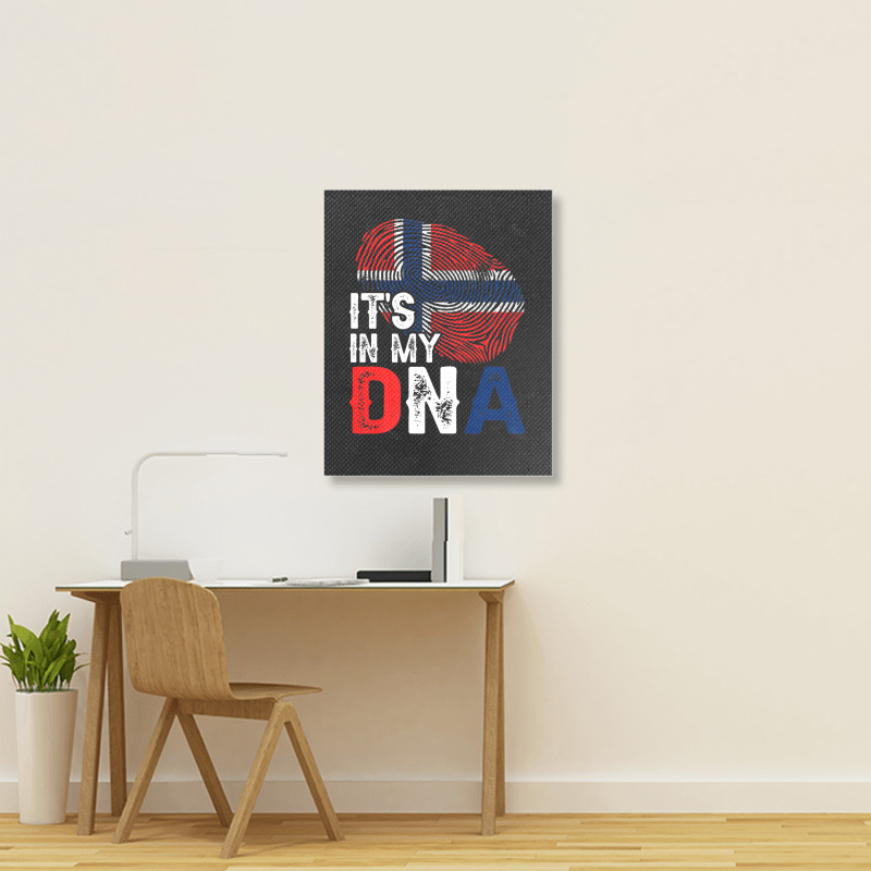 It's In My Dna Norway Flag Fingerprint Patriotic Premium Portrait Canvas Print by Tiktify | Artistshot