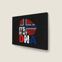 It's In My Dna Norway Flag Fingerprint Patriotic Premium Landscape Canvas Print | Artistshot