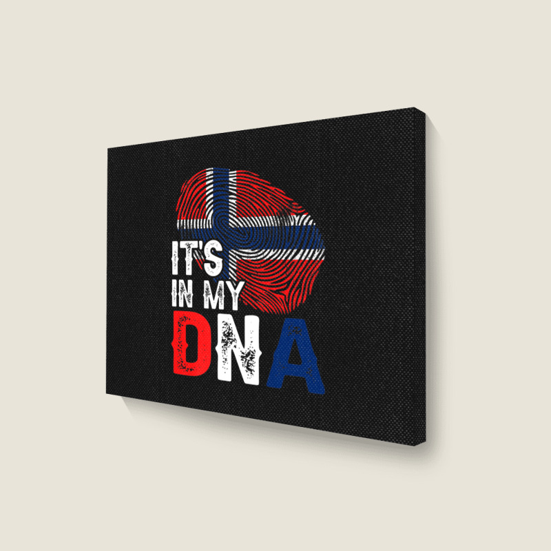 It's In My Dna Norway Flag Fingerprint Patriotic Premium Landscape Canvas Print by Tiktify | Artistshot