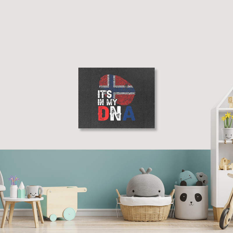 It's In My Dna Norway Flag Fingerprint Patriotic Premium Landscape Canvas Print by Tiktify | Artistshot