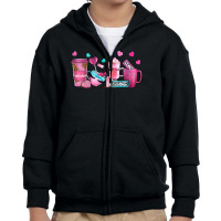 Lash Hustler With Eyelashes Coffee Cups Youth Zipper Hoodie | Artistshot