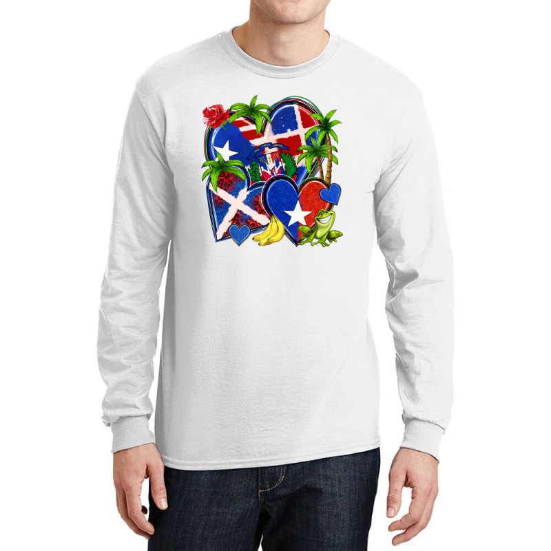 Puerto Rico With Dominican Republic Hearts Long Sleeve Shirts | Artistshot