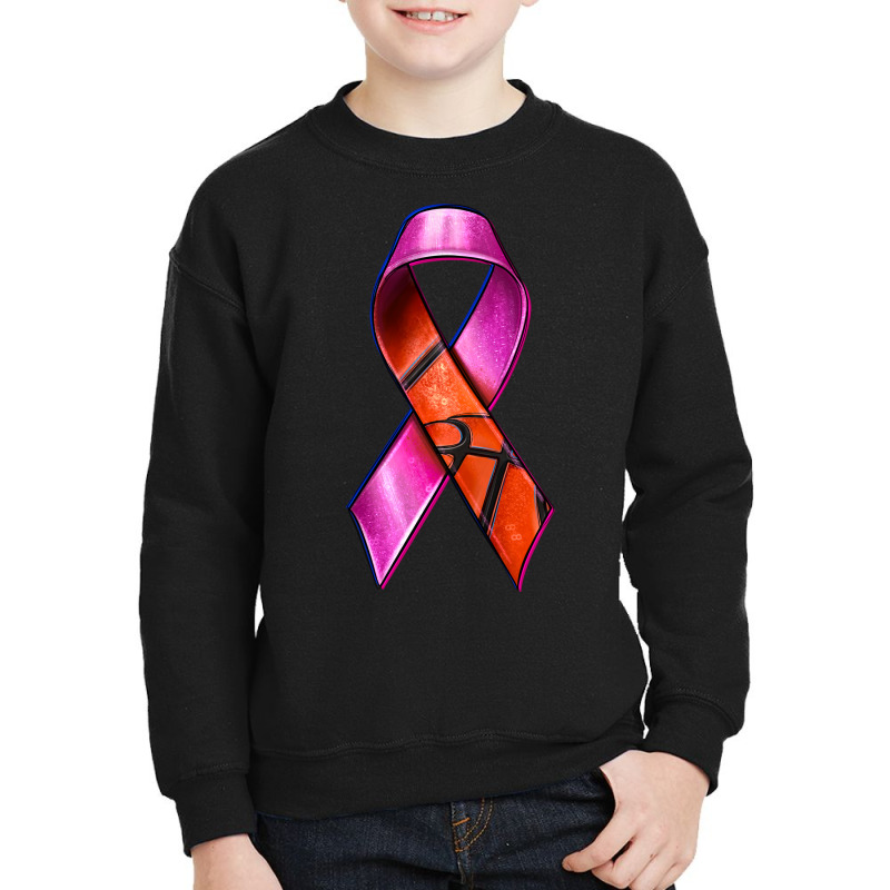 Breast Cancer Ribbon Basketball Youth Sweatshirt | Artistshot