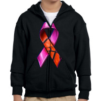 Breast Cancer Ribbon Basketball Youth Zipper Hoodie | Artistshot