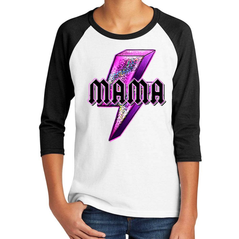 Mama Neon Leopard Lightning Bolt Youth 3/4 Sleeve by enoddigitalart@gmail.com | Artistshot