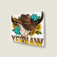 Yeehaw Bull Skull Landscape Canvas Print | Artistshot