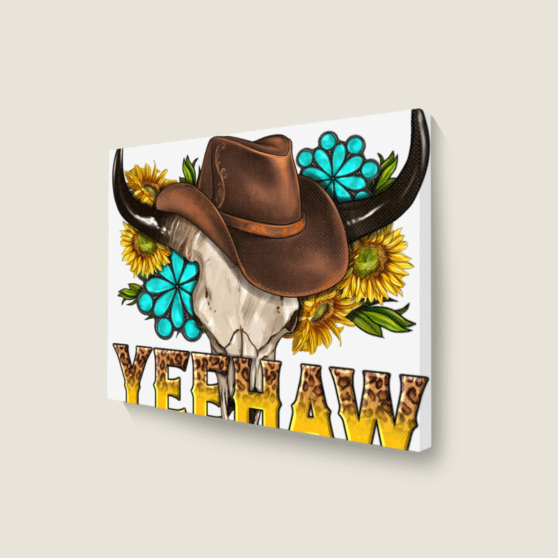 Yeehaw Bull Skull Landscape Canvas Print | Artistshot