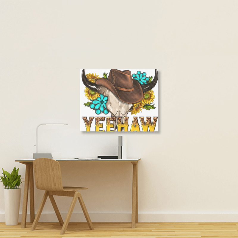 Yeehaw Bull Skull Landscape Canvas Print | Artistshot