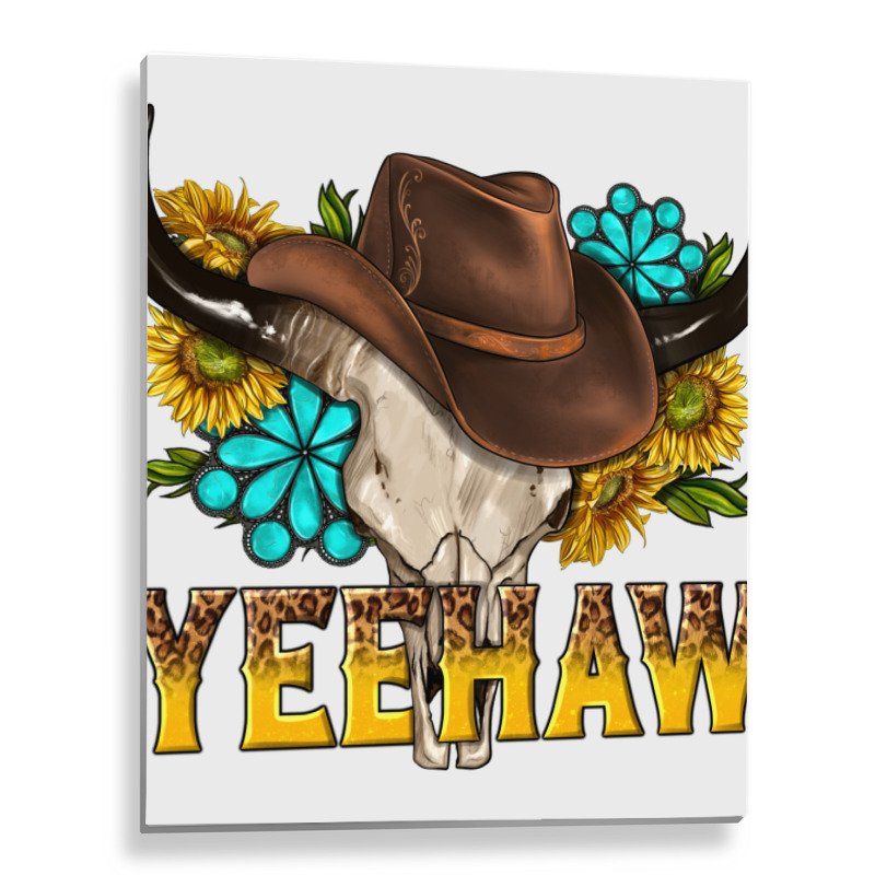 Yeehaw Bull Skull Metal Print Vertical | Artistshot