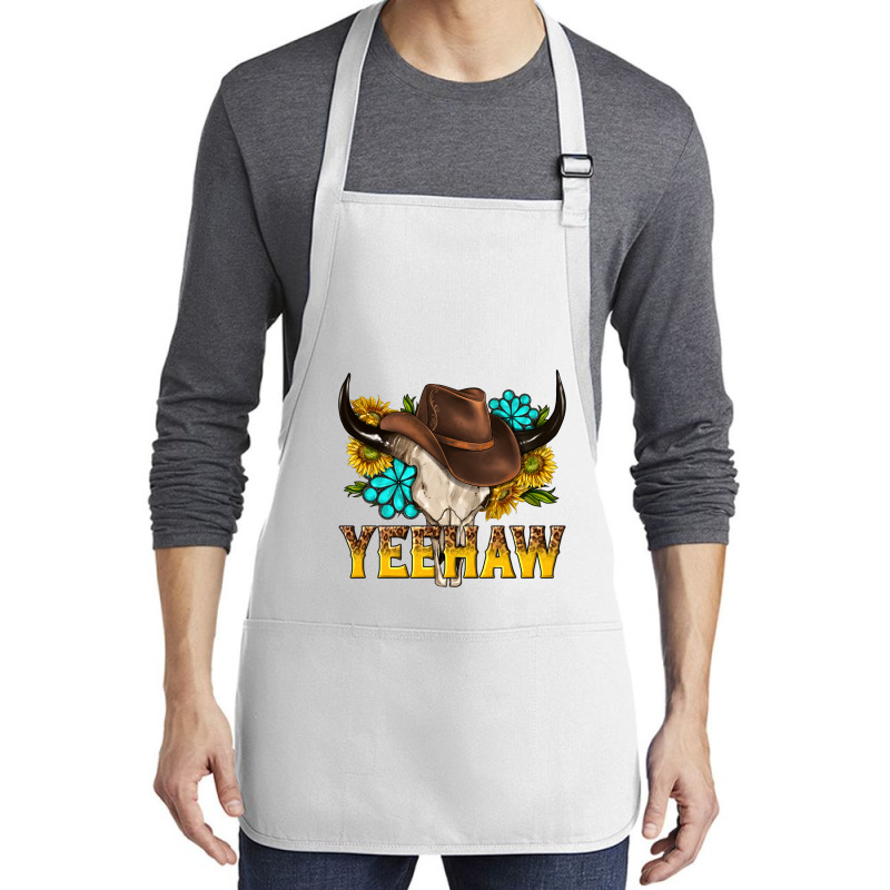 Yeehaw Bull Skull Medium-length Apron | Artistshot