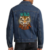 Wild Heart Tiger College Western Men Denim Jacket | Artistshot