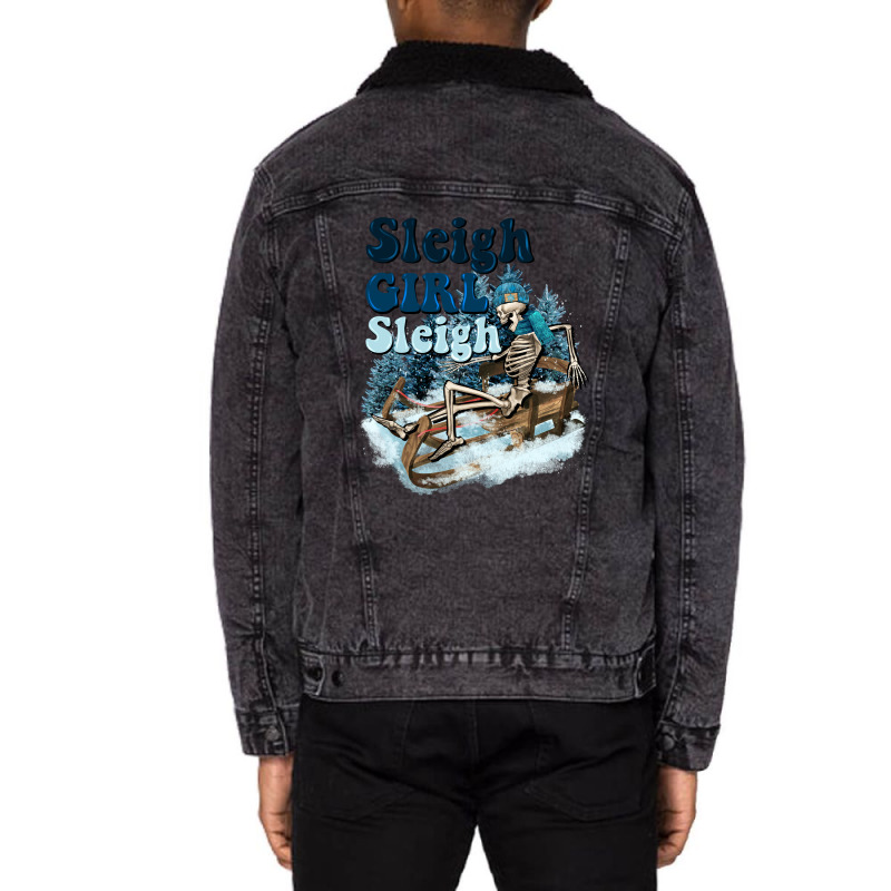 Sleigh Girl Sleigh Skeleton Unisex Sherpa-lined Denim Jacket | Artistshot